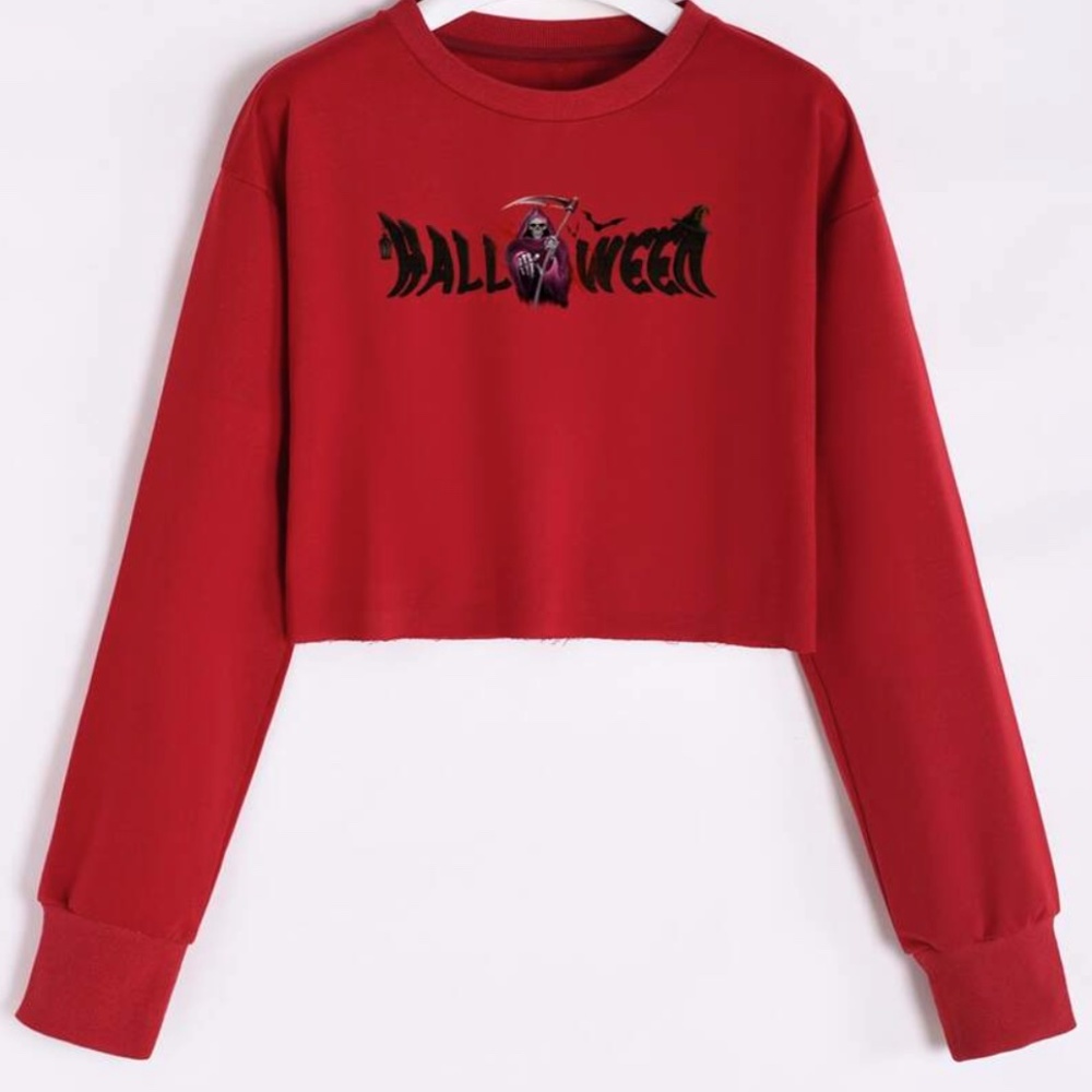 Halloween grim reaper long sleeve crop shirt
